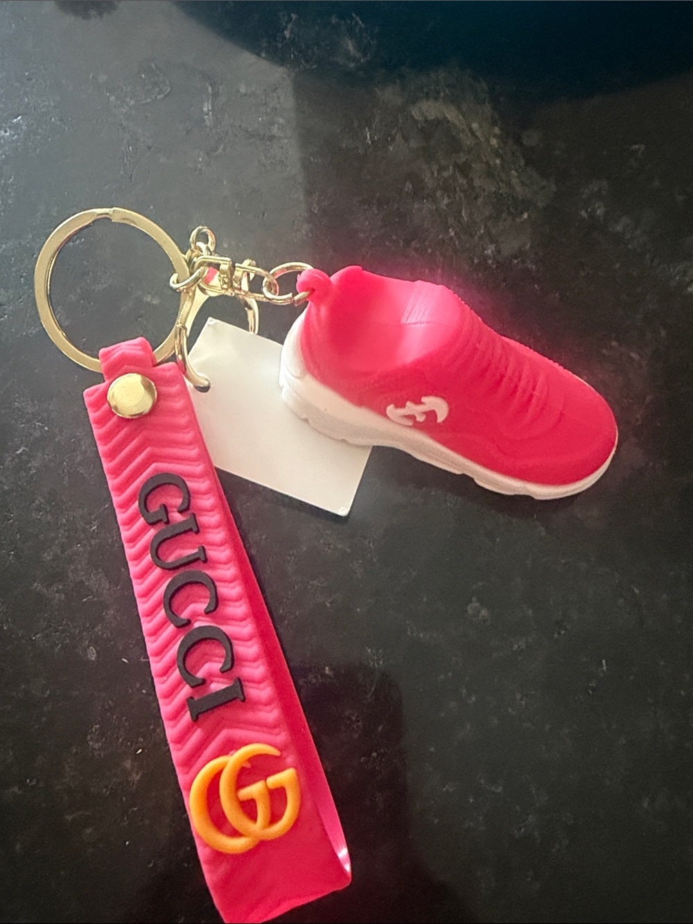 Pink and White Sneaker Keychain with unBranded Strap
